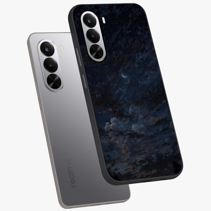 Lunar Veil Silence Glass Case displayed in angled mockup highlighting soft lunar design with peaceful celestial aesthetic.