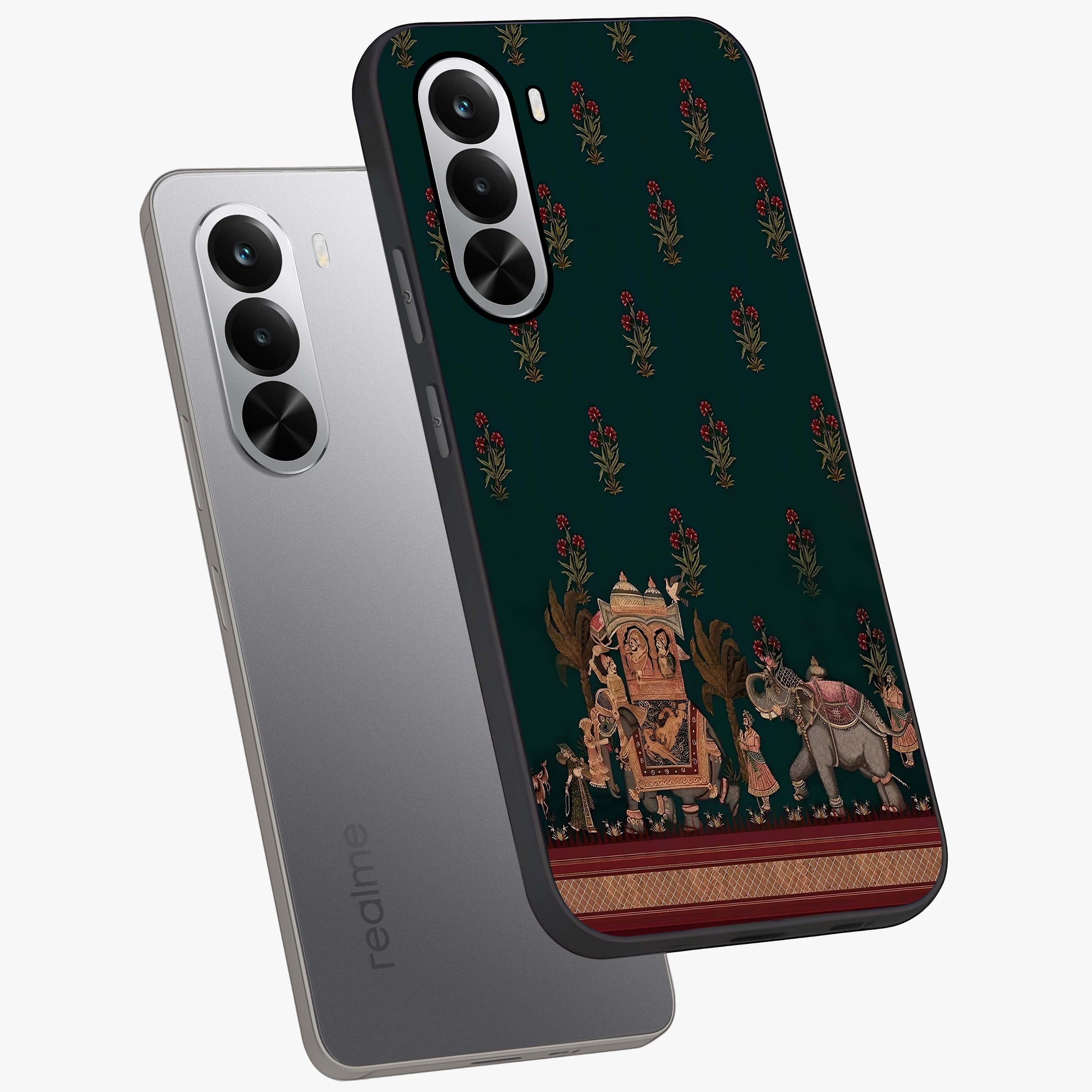 Macmerise Glass Case displayed in angled mockup highlighting trendy graphic design with sleek aesthetic style.