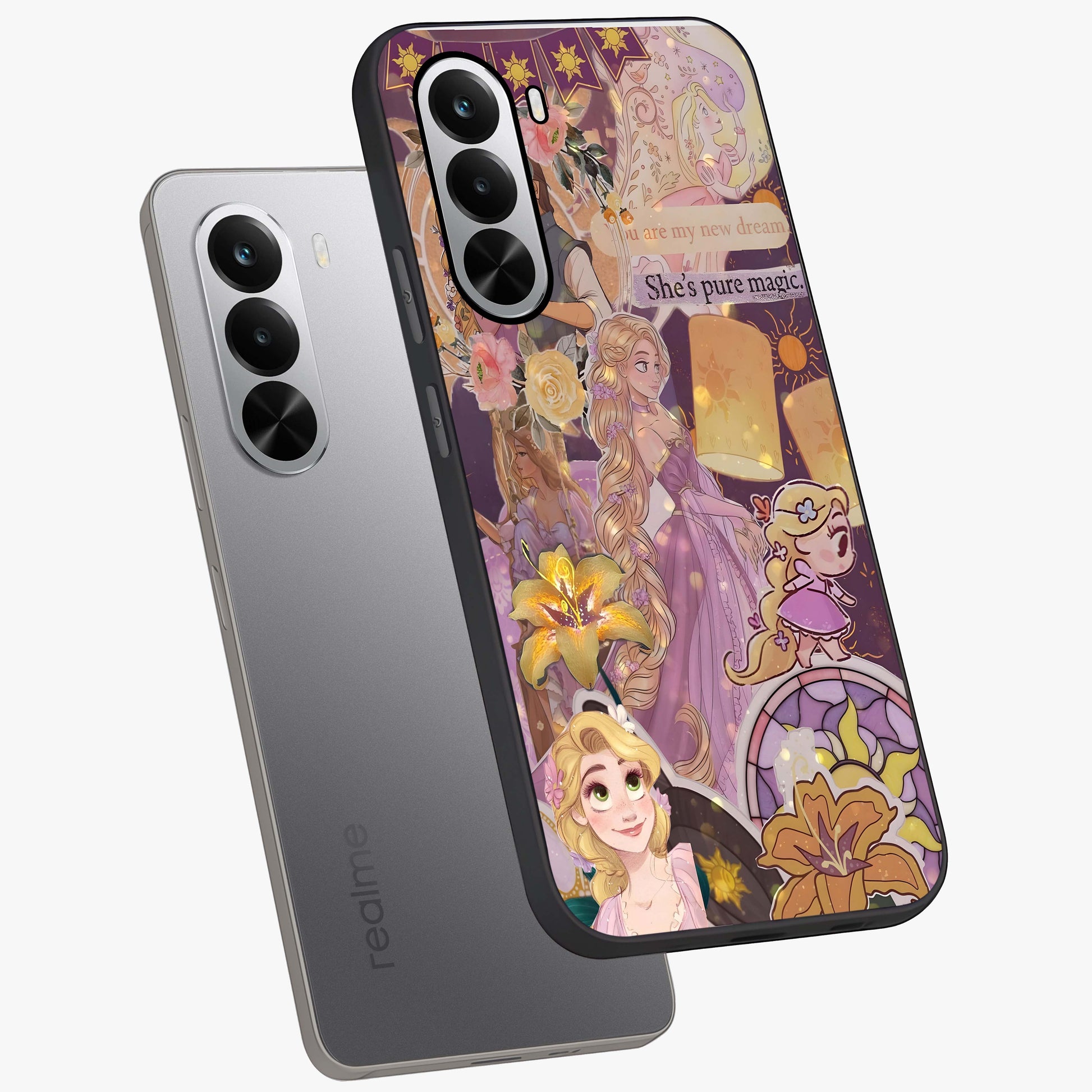 Magical Tangled Dream Glass Case displayed in angled mockup highlighting whimsical fantasy design with magical aesthetic.