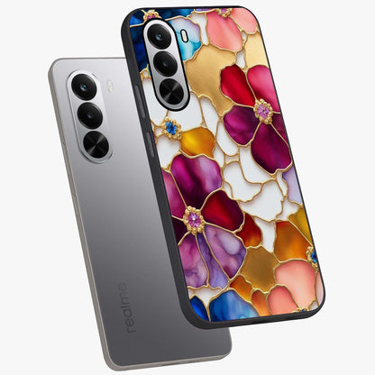 Marble Flower Pattern Glass Case displayed in angled mockup highlighting elegant marble floral design with modern aesthetic.