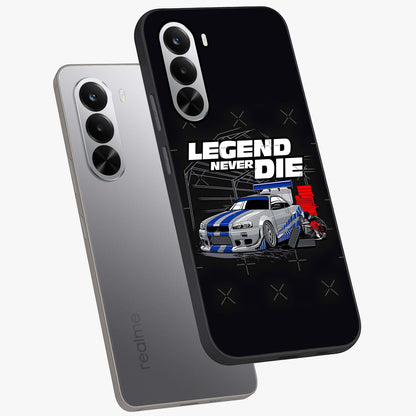 Midnight Racing Legacy Glass Case displayed in angled mockup highlighting dynamic automotive design with bold midnight aesthetic.