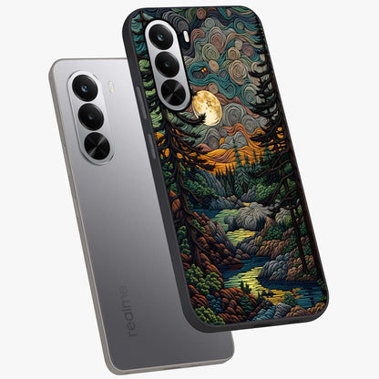 Moonlight Forest Dream Glass Case displayed in angled mockup highlighting dreamy forest design with glowing moon aesthetic.