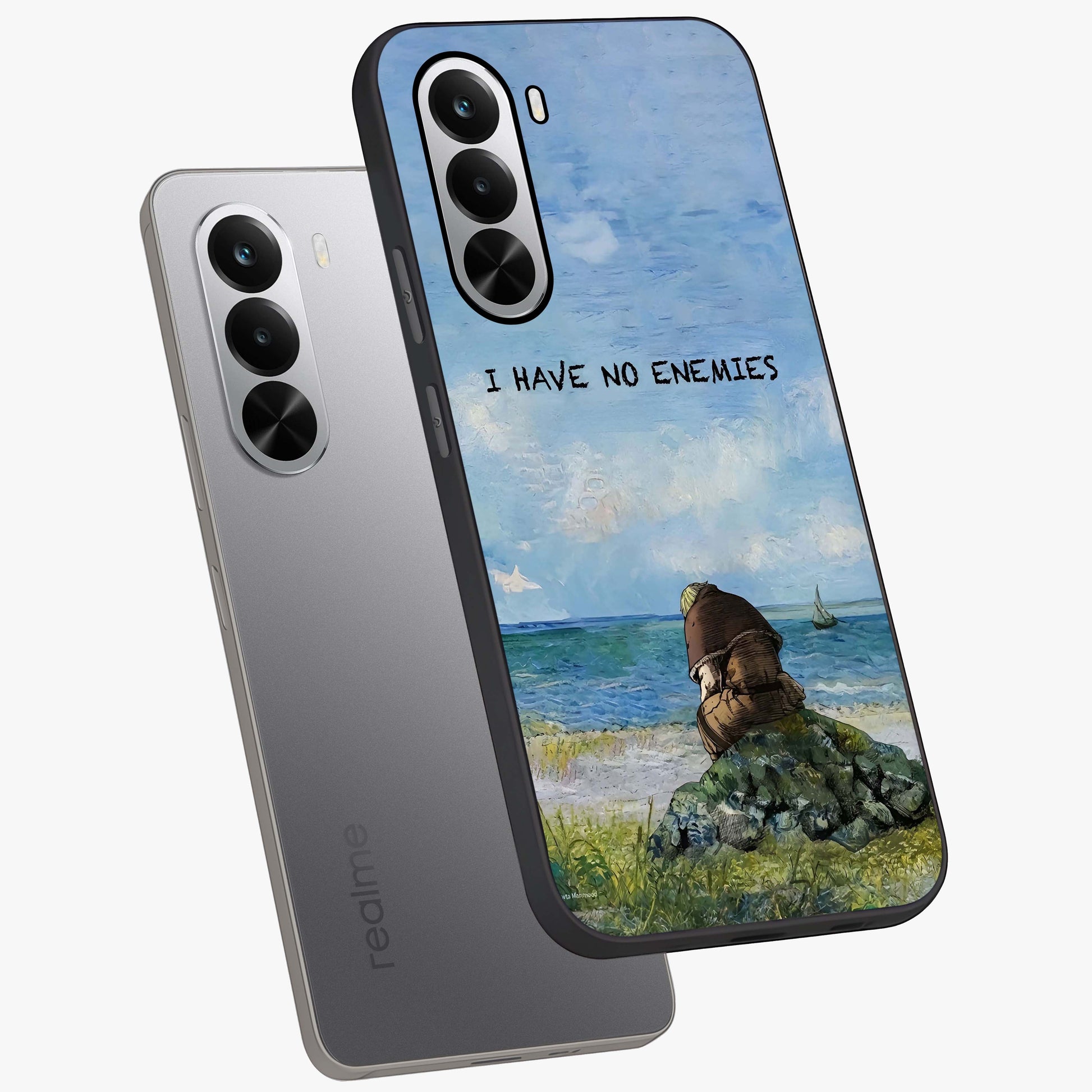 Peace Beyond War Glass Case displayed in angled mockup highlighting meaningful message design with artistic aesthetic style.