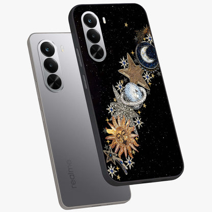 Pearls Universe Object Glass Case displayed in angled mockup highlighting celestial pearl design with dreamy aesthetic.