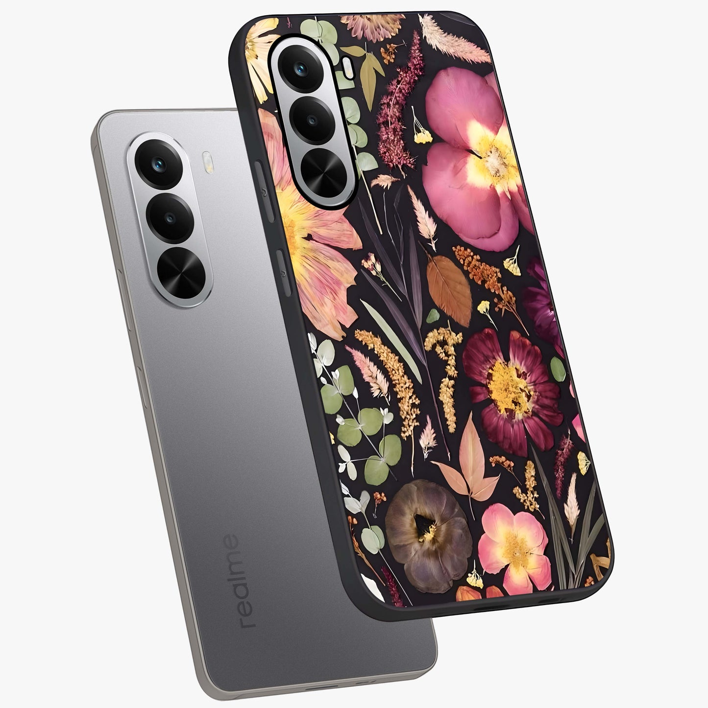 Petal Dream Tapestry Glass Case displayed in angled mockup highlighting decorative petal pattern with elegant botanical aesthetic.