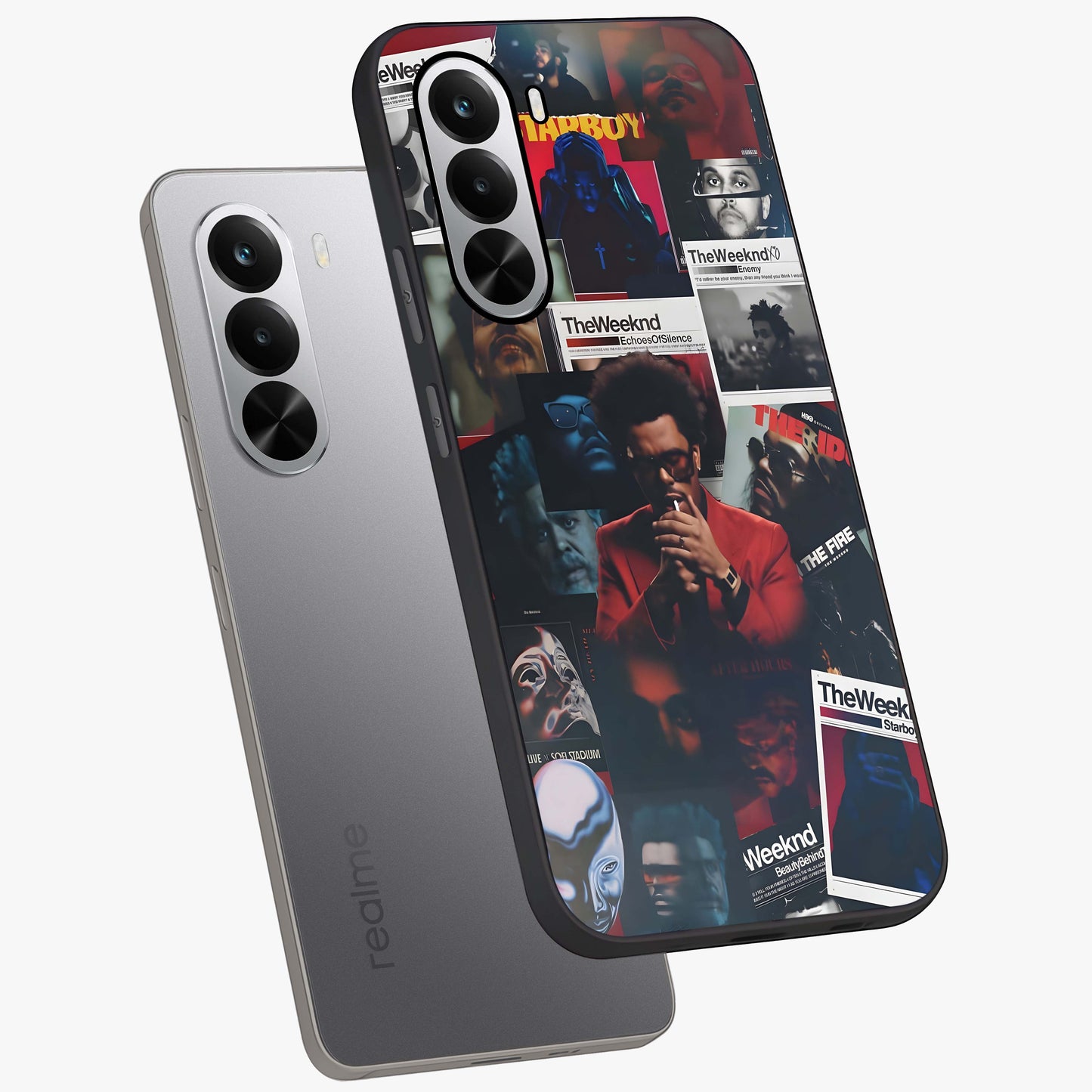 The Weeknd Glass Case displayed in angled mockup highlighting stylish pop culture inspired design with modern aesthetic.