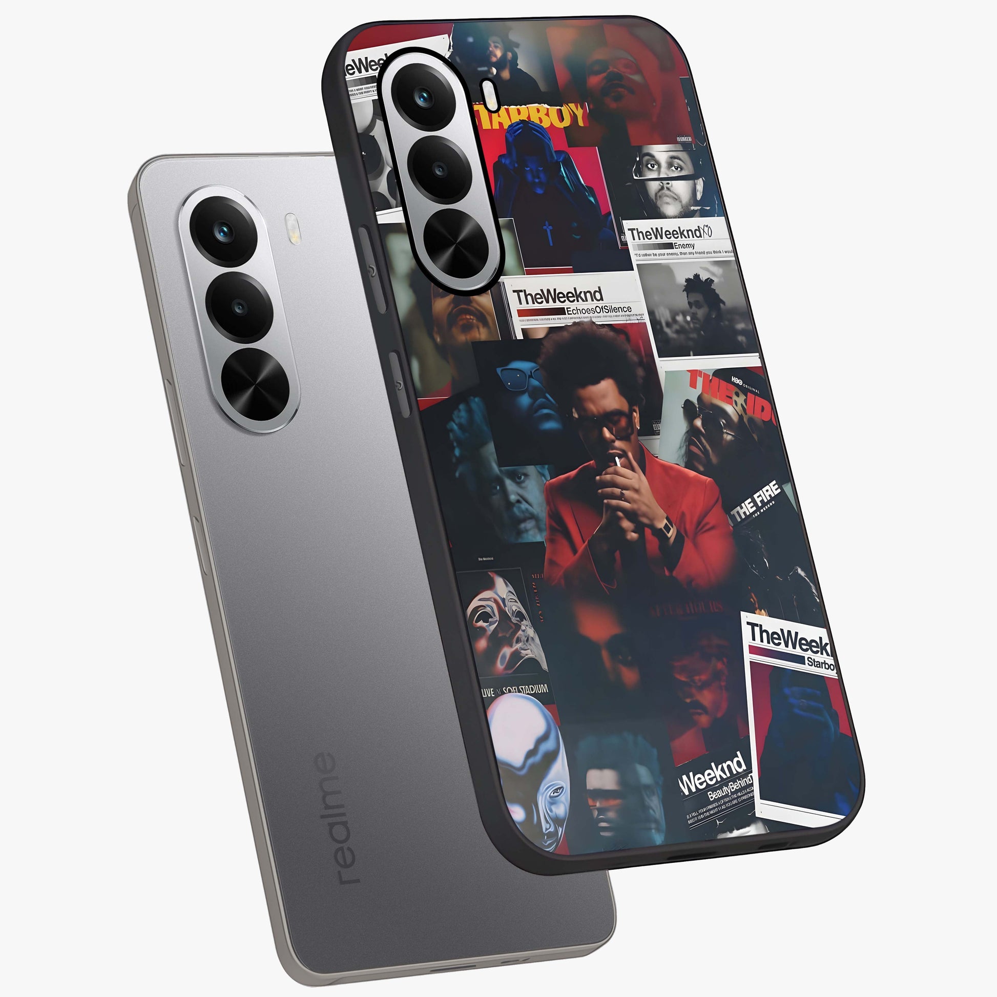 The Weeknd Glass Case displayed in angled mockup highlighting stylish pop culture inspired design with modern aesthetic.