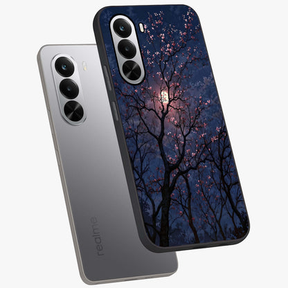 Twilight Sakura Serenade Glass Case displayed in angled mockup highlighting delicate sakura flower design with dreamy aesthetic.