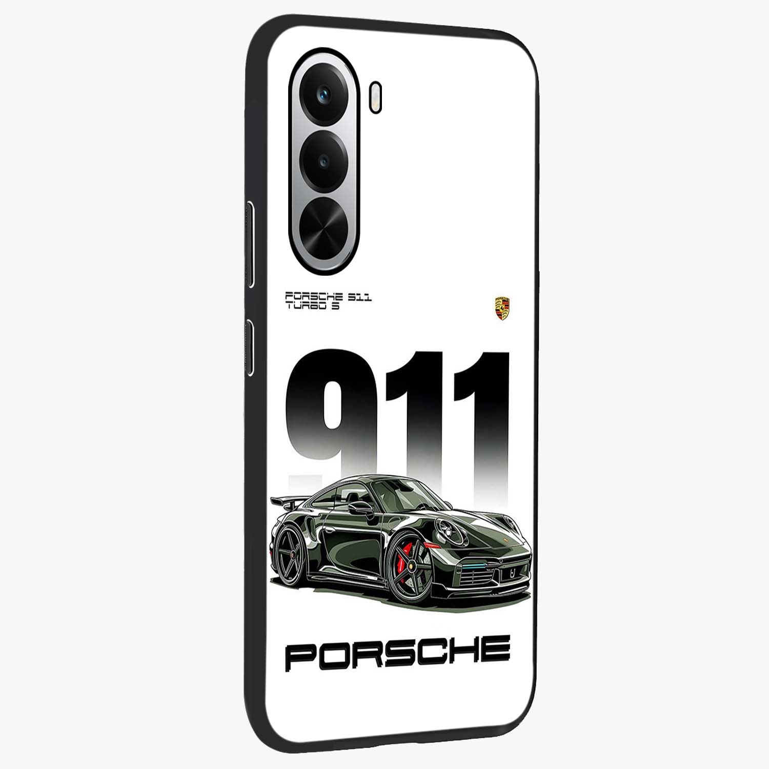 911 Turbo Dominance Glass Case upright perspective showcasing powerful racing design and modern automotive aesthetic.