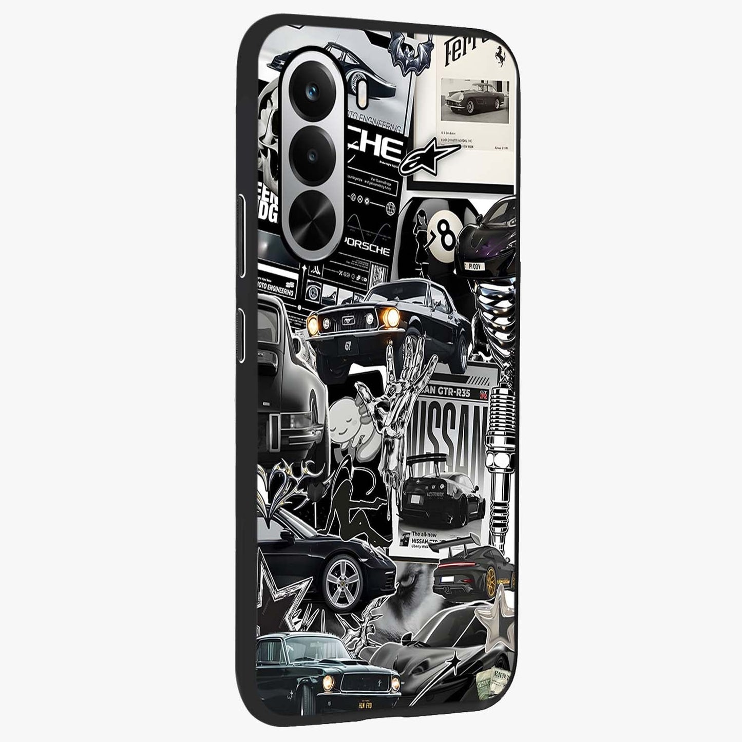 Aesthetic Dark Love Glass Case upright view showcasing dramatic romantic artwork with modern aesthetic style.