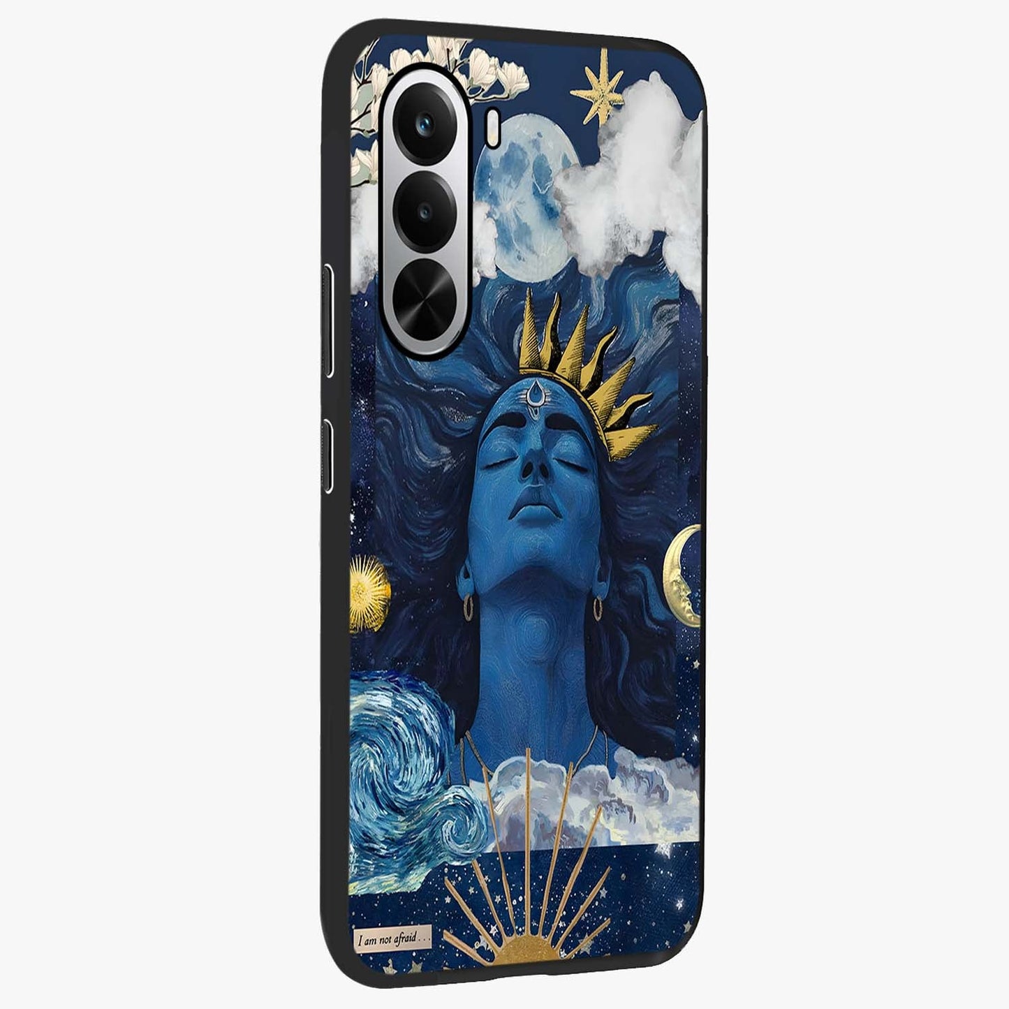 Aesthetic Lord Shiva Glass Case upright view showcasing powerful Lord Shiva artwork with devotional theme.