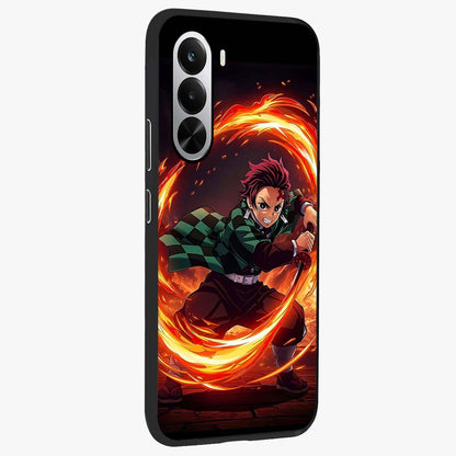 Blazing Sword Resolve Glass Case upright view showcasing dramatic warrior inspired artwork with intense visual style.