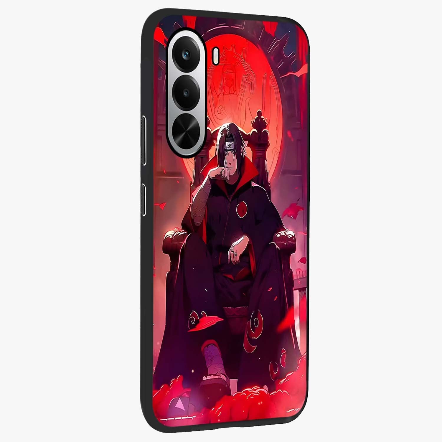 Blood Moon Sovereign Glass Case upright view showcasing powerful moon inspired artwork with cosmic aesthetic style.