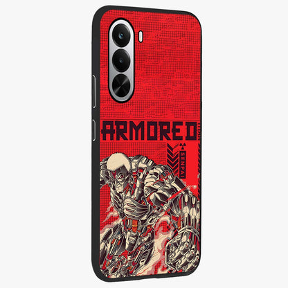 Crimson Mecha Titan Glass Case upright view showcasing dynamic robotic titan design with sci-fi inspired theme.