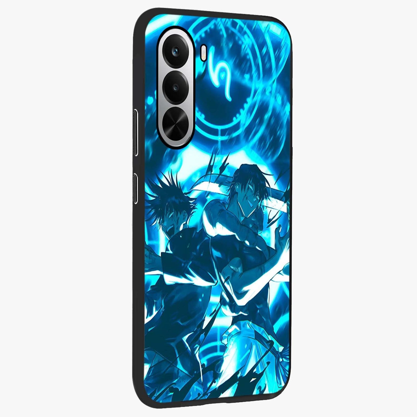 Cursed Energy Clash Glass Case upright view showcasing dramatic clash artwork with bold supernatural theme.