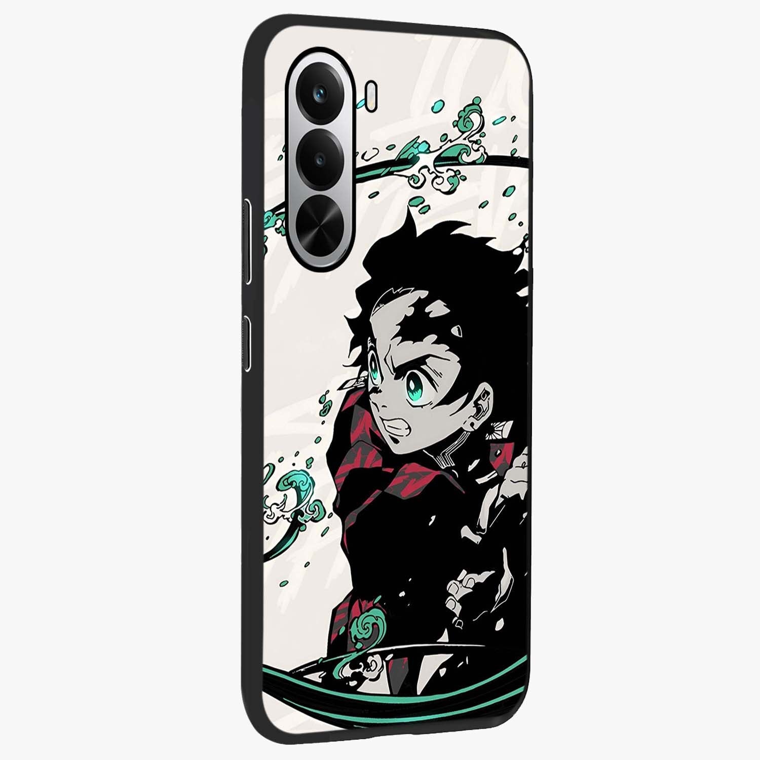 Demon Slayer Glass Case upright view showcasing powerful anime artwork with intense warrior theme.