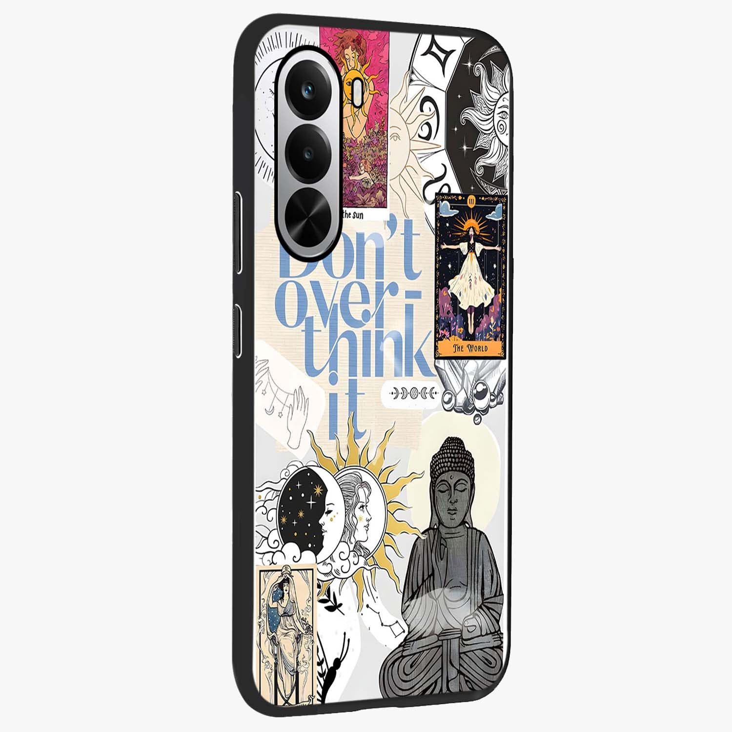 Ethereal Thoughts Glass Case upright view showcasing delicate artistic composition with peaceful dreamy theme.
