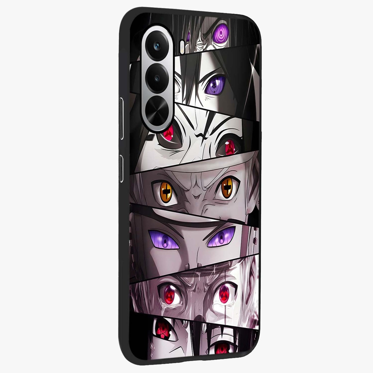 Eyes of Destiny Glass Case upright view showcasing symbolic eye artwork with dramatic artistic theme.