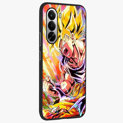 Firing Goku Glass Case upright view showcasing energetic anime artwork with bold warrior theme.