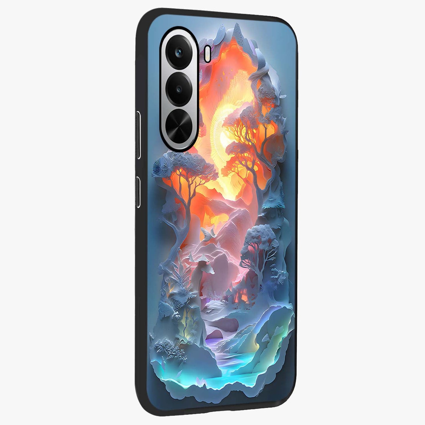 Glow Forest Portal Glass Case upright view showcasing enchanted forest portal artwork with fantasy nature theme.