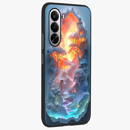 Glow Forest Portal Glass Case upright view showcasing enchanted forest portal artwork with fantasy nature theme.