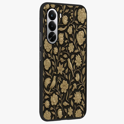 Golden Evil Eye Mandala Glass Case upright view showcasing decorative evil eye mandala artwork with spiritual aesthetic style.