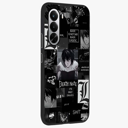 Midnight Chaos Mind Glass Case upright view showcasing expressive abstract artwork with bold dark theme.