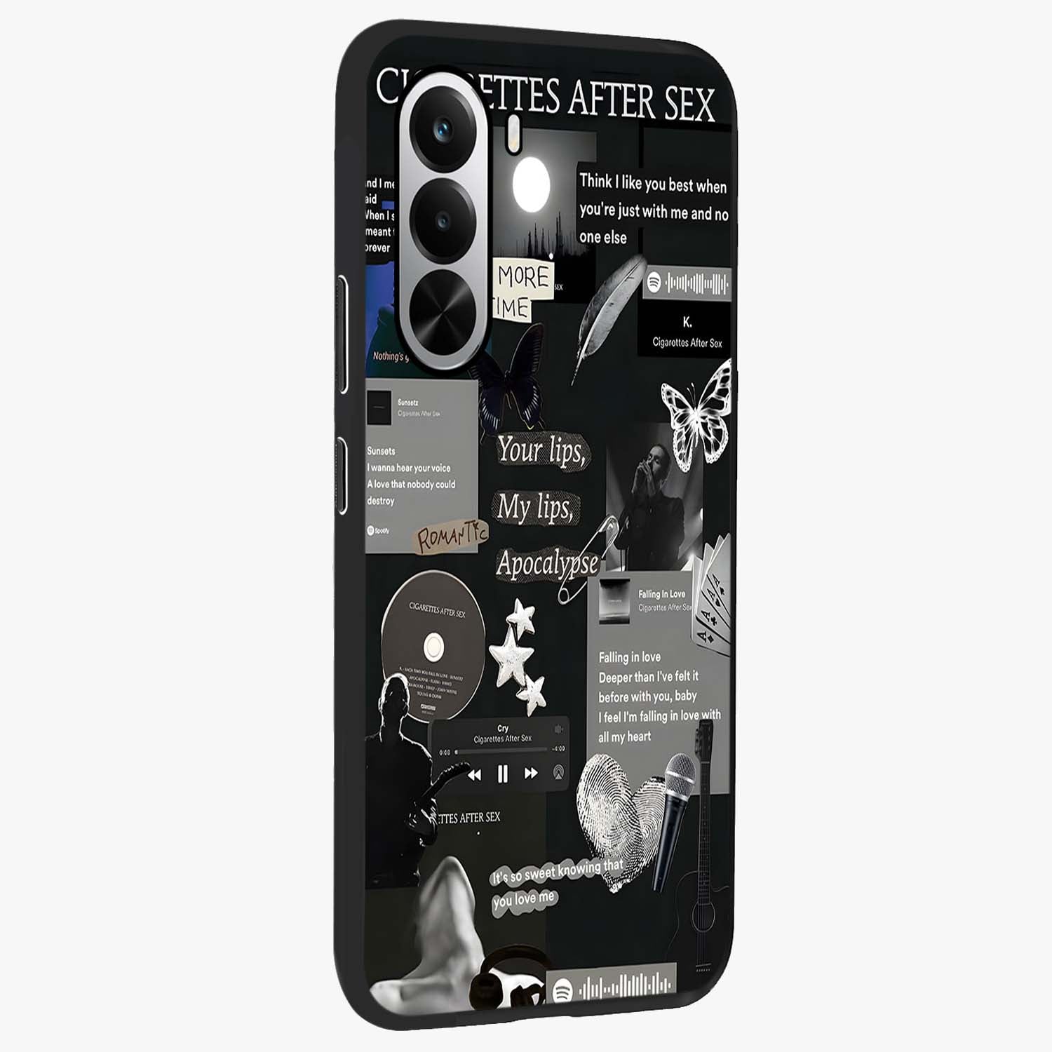 Midnight Love Echo Glass Case upright view showcasing expressive romantic artwork with dreamy midnight theme.