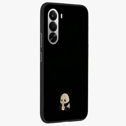 Midnight Panda Love Glass Case upright view showcasing charming panda artwork with playful romantic theme.