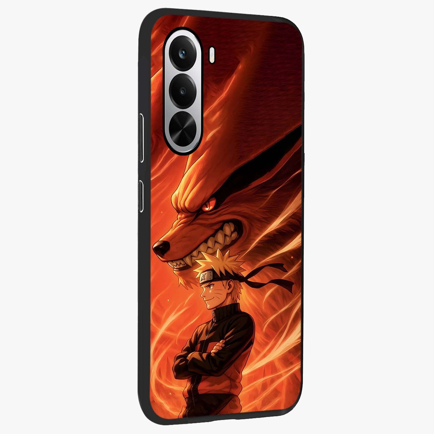 Nine Tails Legacy Glass Case upright view showcasing dramatic nine-tails artwork with intense anime themed design.
