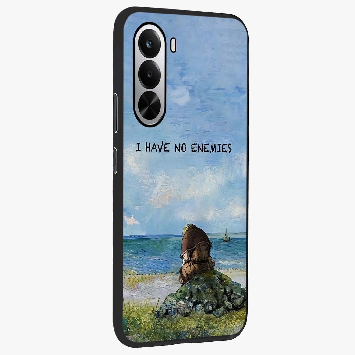 Peace Beyond War Glass Case upright view showcasing powerful peace symbol artwork with inspirational theme.