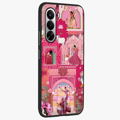 Pink Palace Muse Glass Case upright view showcasing artistic palace artwork with graceful royal theme.