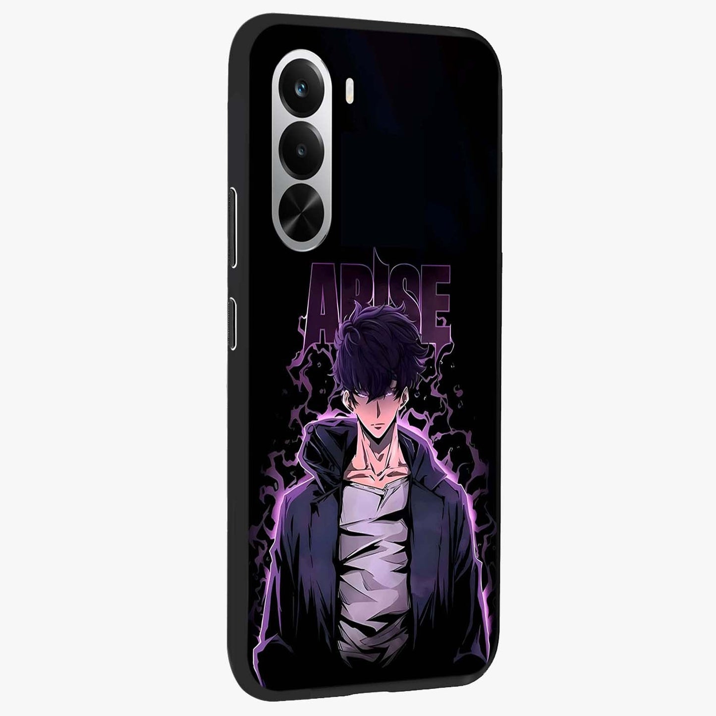 Shadow Monarch Awakening Glass Case upright view showcasing bold monarch artwork with mystical awakening theme.