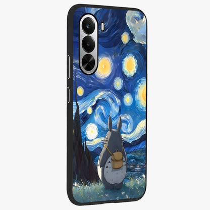 Totoro In Van Gogh Art Glass Case upright view showcasing creative character artwork with painterly artistic theme.