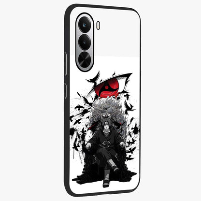 Uchiha Shadow Throne Glass Case upright view showcasing magical underwater galaxy artwork with vibrant cosmic theme.