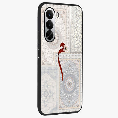 White Aesthetic Bow Glass Case upright view showcasing delicate ribbon bow artwork with cute minimalist theme.