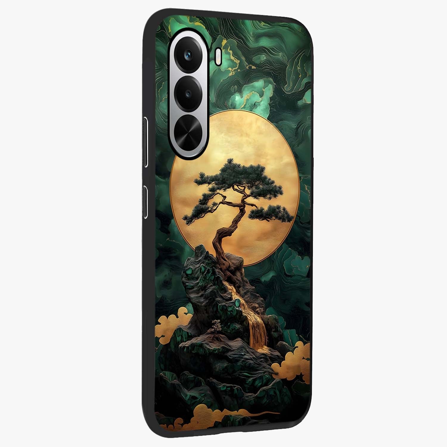 Zen Moon Rise Glass Case upright view showcasing serene moon artwork with tranquil night theme.