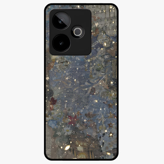 Aesthetic Astrolophia Glass Case showing flat back view with dreamy aesthetic design and glossy glass finish.