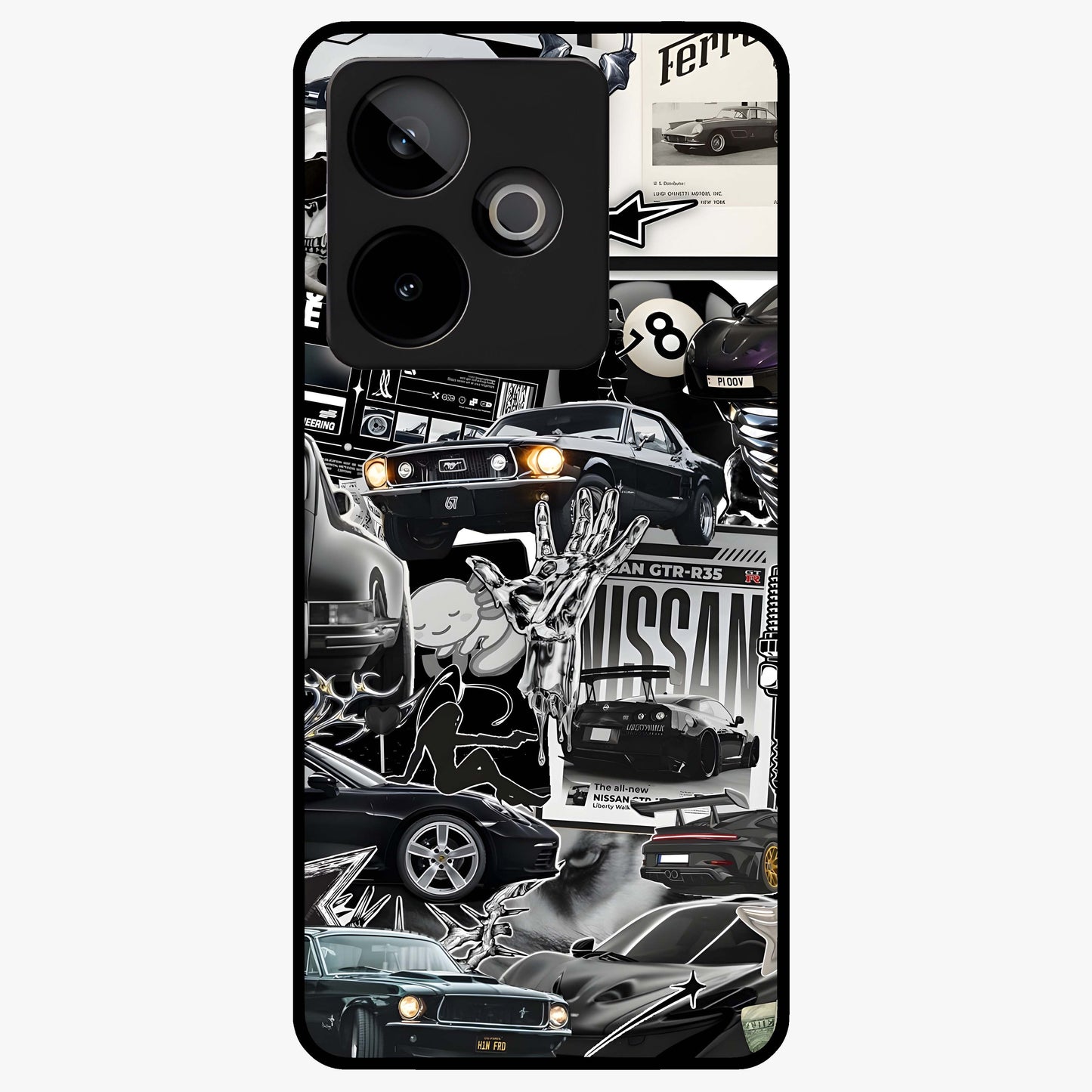 Aesthetic Dark Love Glass Case showing flat back view with dark romantic artwork and glossy glass finish.