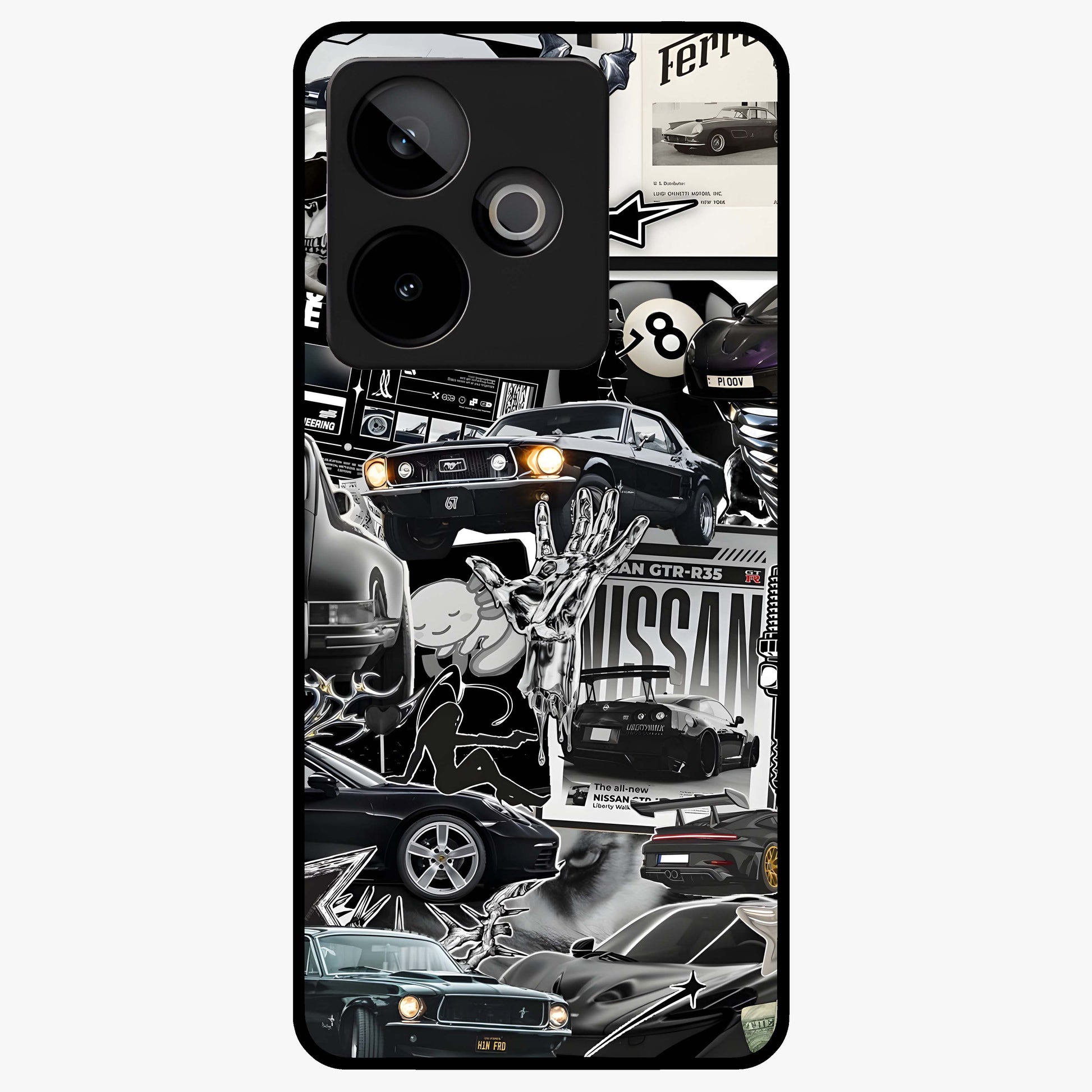 Aesthetic Dark Love Glass Case showing flat back view with dark romantic artwork and glossy glass finish.