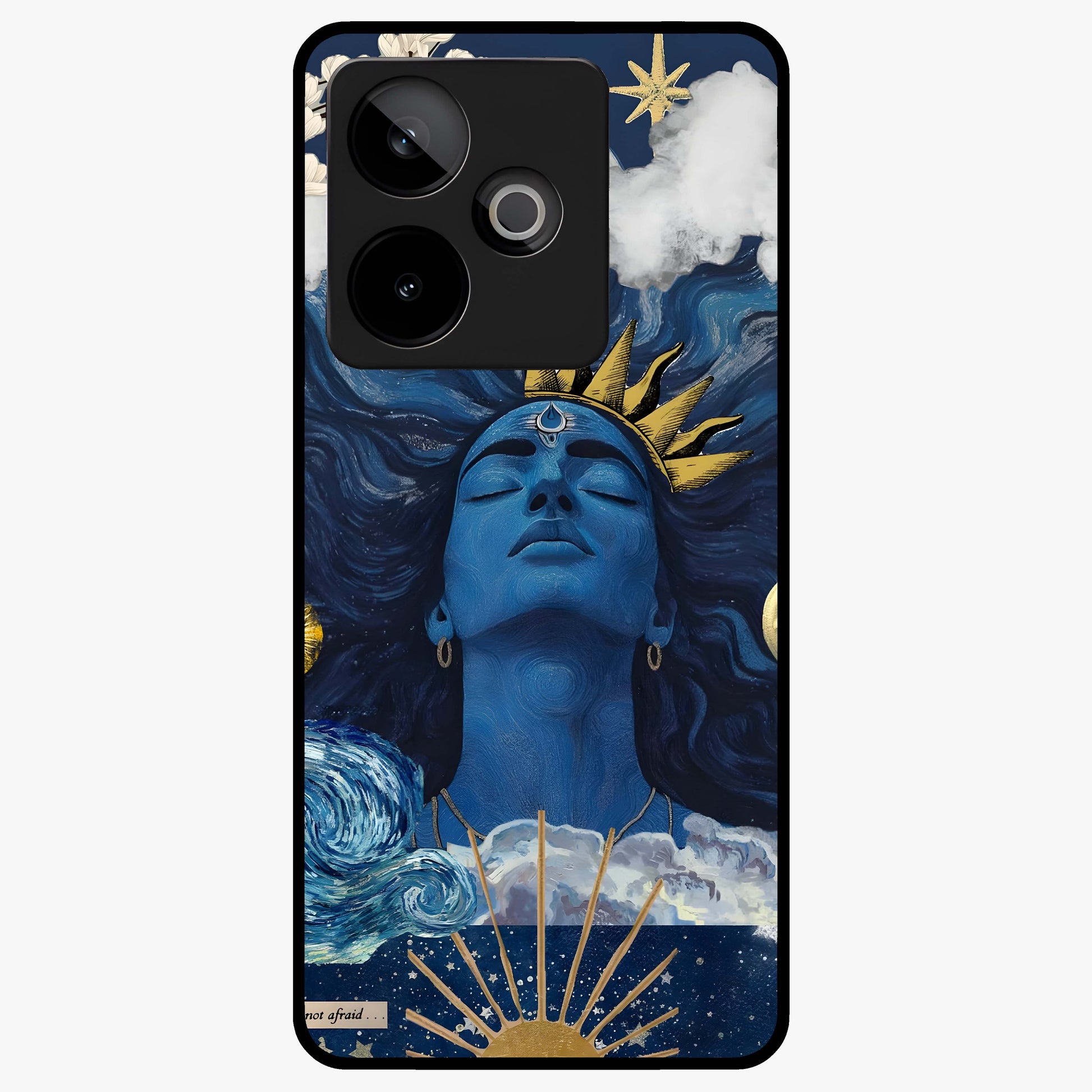 Aesthetic Lord Shiva Glass Case showing flat back view with divine Shiva artwork and glossy glass finish.
