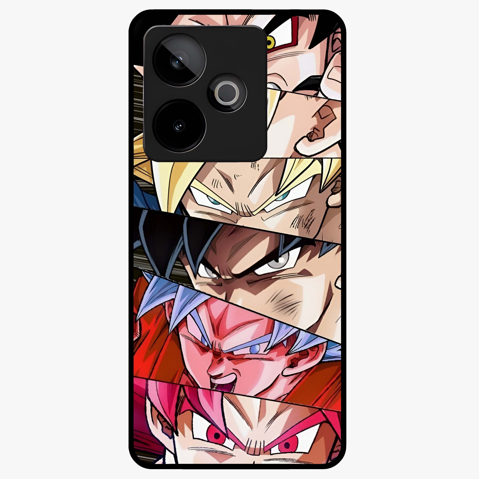 Anime Character Glass Case showing flat back view with vibrant anime artwork and glossy glass finish.