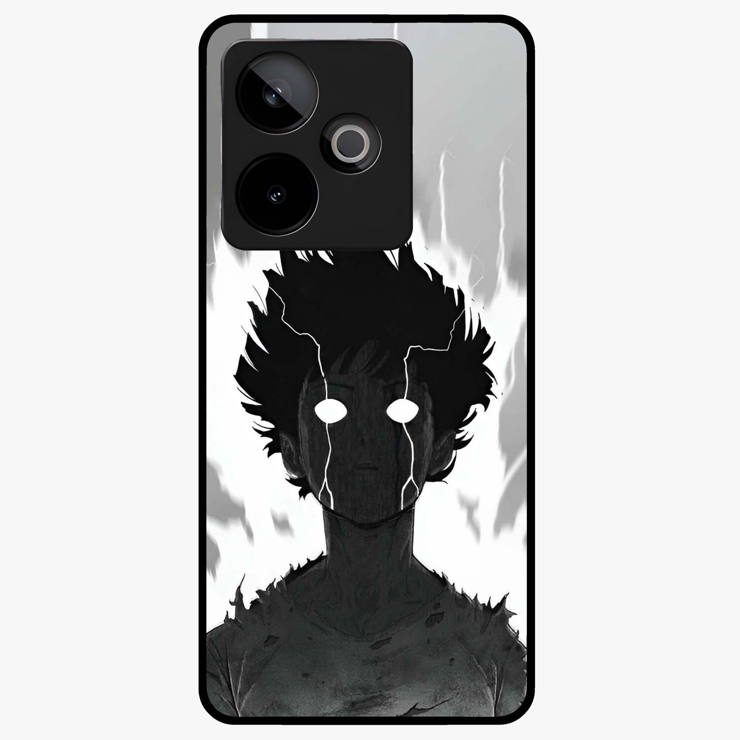 Awakened Inner Rage Glass Case showing flat back view with intense artistic artwork and glossy glass finish.