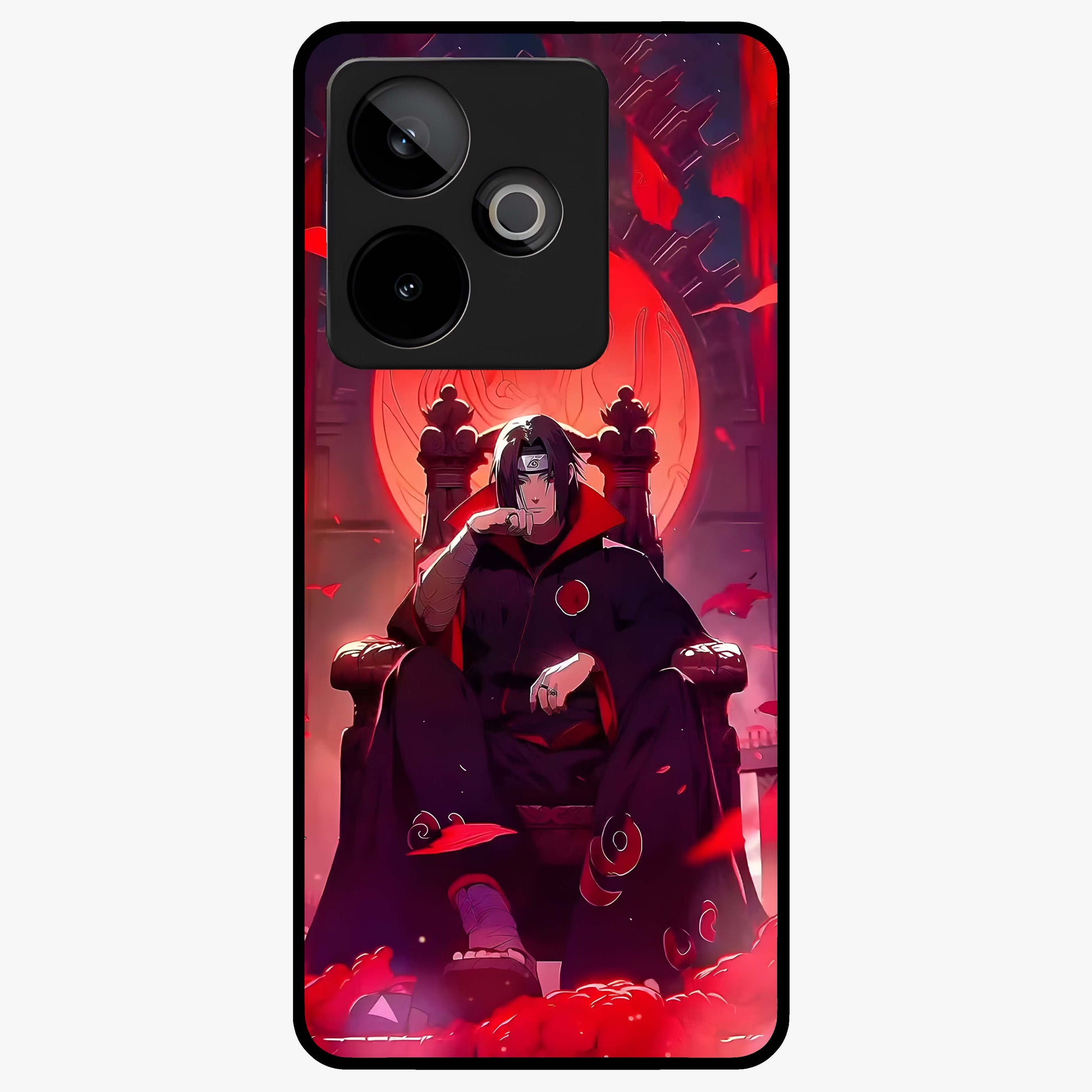 Blood Moon Sovereign Glass Case showing flat back view with mystical blood moon artwork and glossy glass finish.