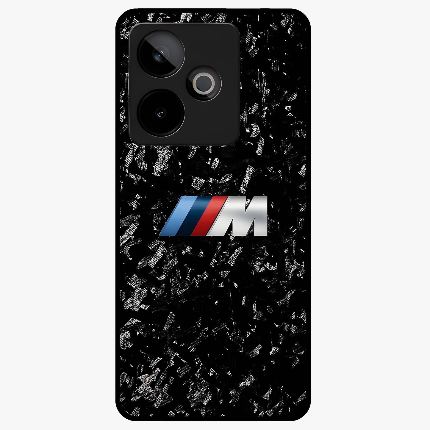 Carbon Speed Mark Glass Case showing flat back view with sporty carbon pattern artwork and glossy glass finish.