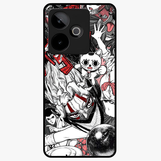 Crimson Chaos Panel Glass Case showing flat back view with bold crimson abstract artwork and glossy glass finish.
