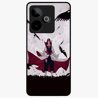 Crimson Crow Ascension Glass Case showing flat back view with mystical crow artwork and glossy glass finish.