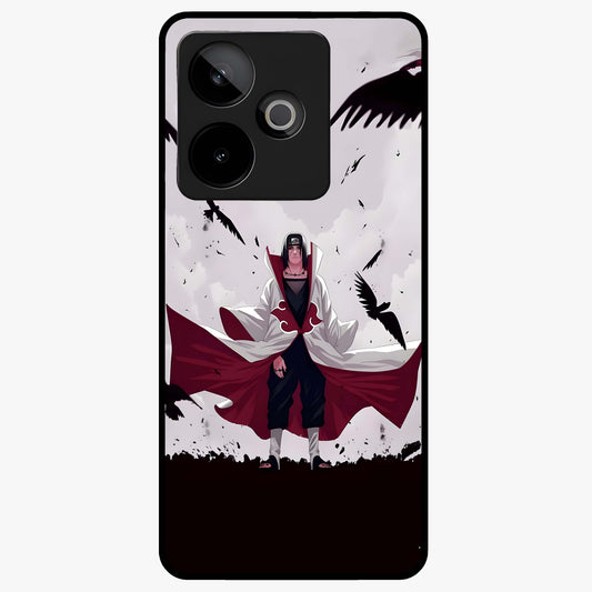 Crimson Crow Ascension Glass Case showing flat back view with mystical crow artwork and glossy glass finish.