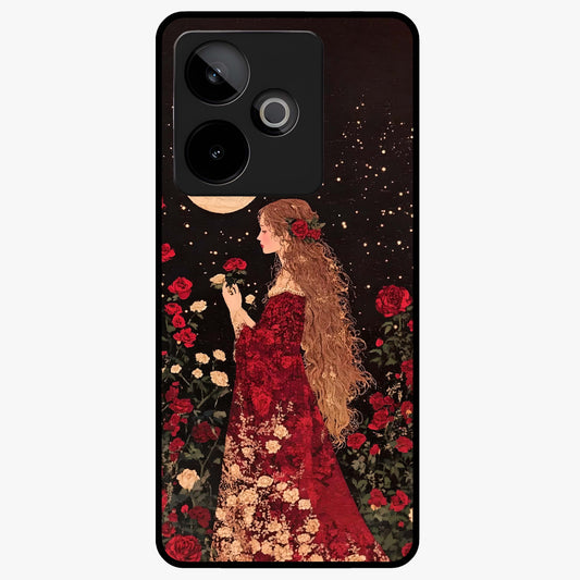Crimson Dreams Glass Case showing flat back view with dreamy crimson artwork and glossy glass finish.