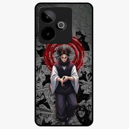 Cursed Ritual Ascension Glass Case showing flat back view with dark ritual themed artwork and glossy glass finish.